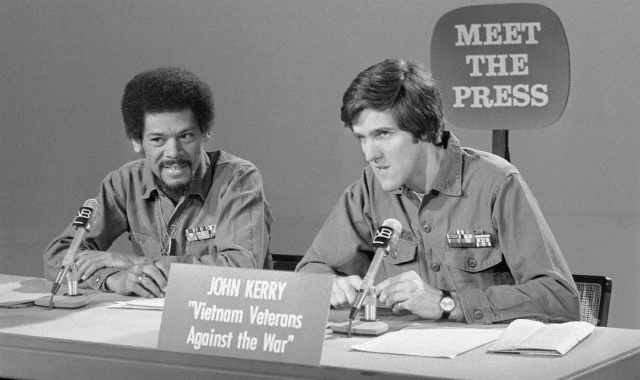 The US Secretary of State John Kerry as a young man protesting the war in Vietnam.