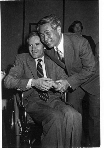 Bobby Muller and Foreign Minister Nguyen Co Thach in Hanoi in 1981.