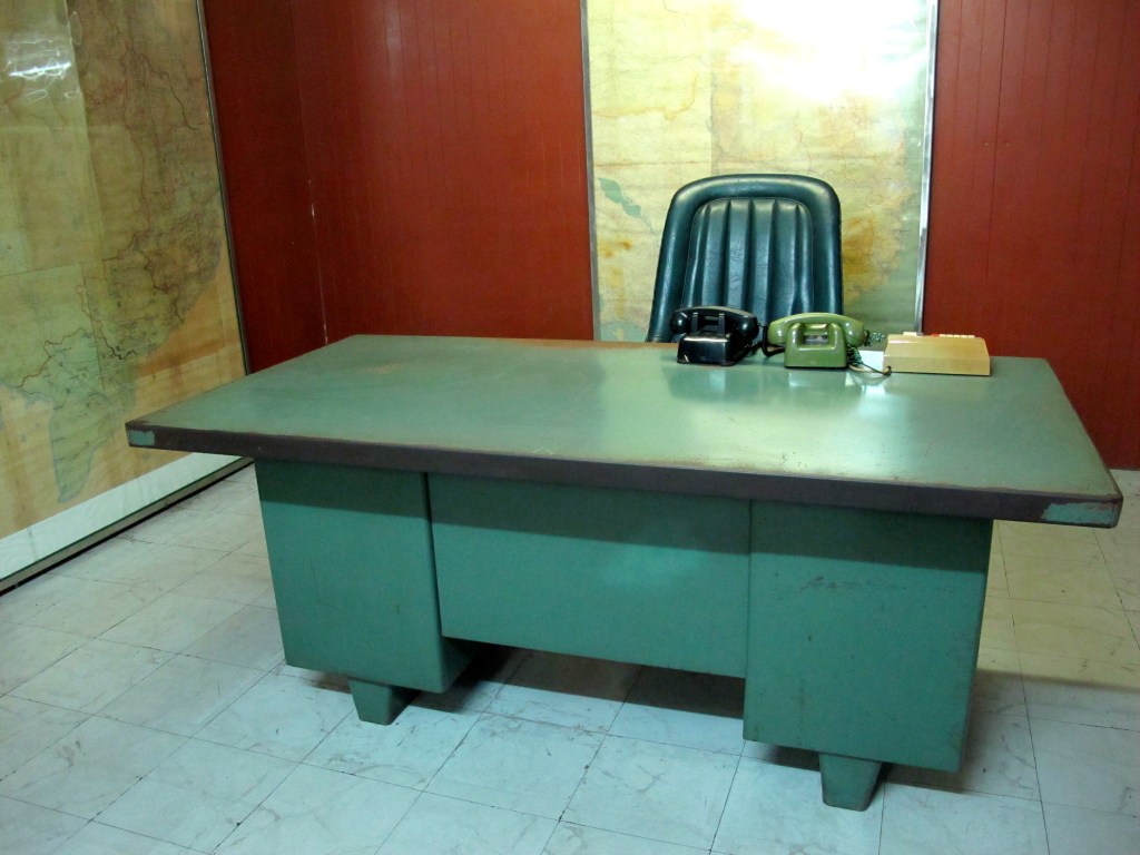 President's desk in war room at the Reunification Palace. (Photo by Nissa Rhee, June 2014)