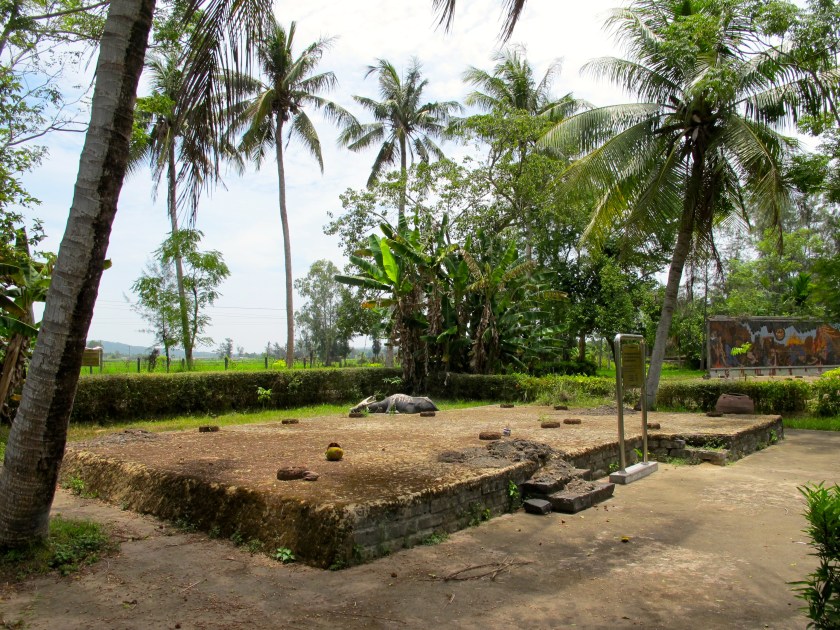 The foundation of a house owned by Mrs Truoung Thi Le that was destroyed in the massacre. Three of her family members were killed in the massacre, ages 8, 17 and 64. (Photo by Nissa Rhee, June 2014)