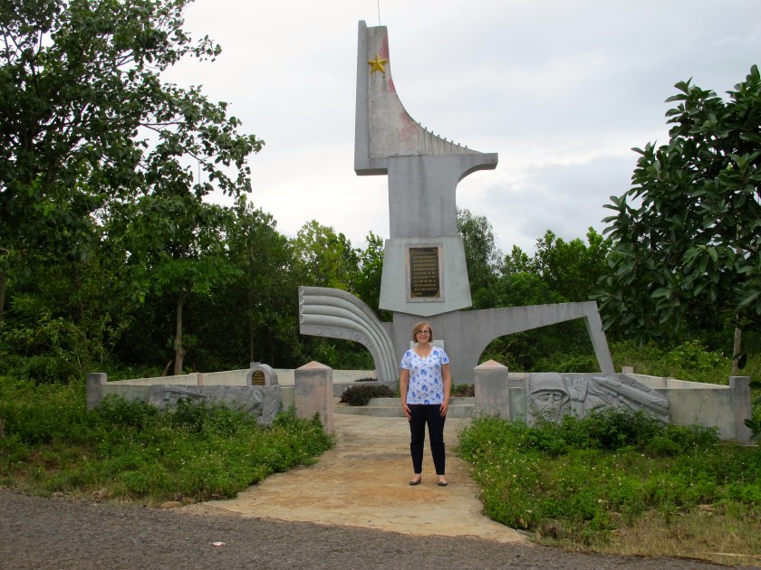 A monument marks the entrance to Camp Carroll, a Marine Corps artillery base. (Photo by NIssa Rhee, June 2014)