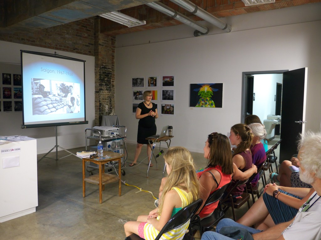 I tell the story of one veteran who has returned in my talk at the National Veteran Art Museum on August 2. (Photo by Mike Rhee)