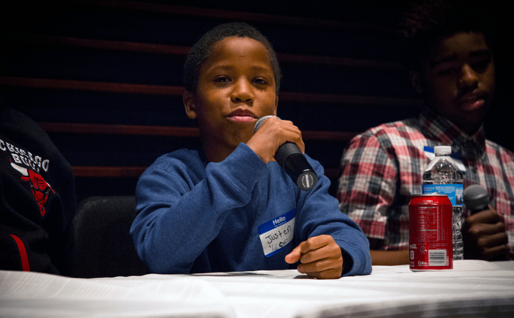 At Story Squad programs, students from the South Side share their experiences. (Photo courtesy Youth Safety and Violence Prevention program)